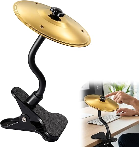 Mini Cymbal, Mini Clip-On Desktop Cymbal, Stress Relief for Music Lovers, Easy Installation for Desks, Gold Percussion Accessory
