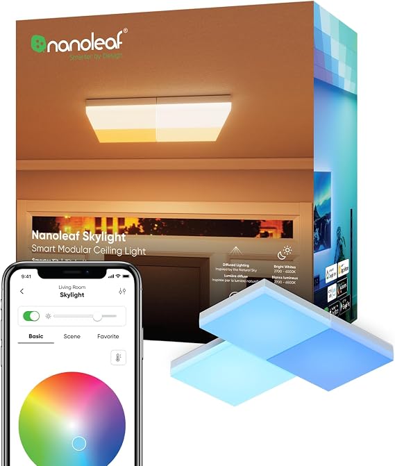 Nanoleaf Smart Ceiling Light, RGBCW LED Ceiling Lights, Smarter Kit 3PK | Flush Mount Light Fixture with 16M+ Colors & Dynamic Scenes, Music Sync, Compatible with Alexa, 2700K-6500K, Dimmable