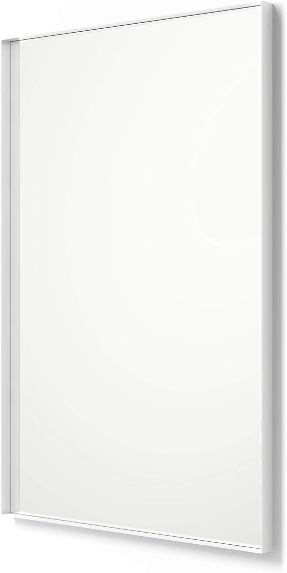 Better Bevel 30" x 40" Rectangle Framed Mirror | Bathroom Wall Mirror | Made in USA | Steel Frame, White Finish