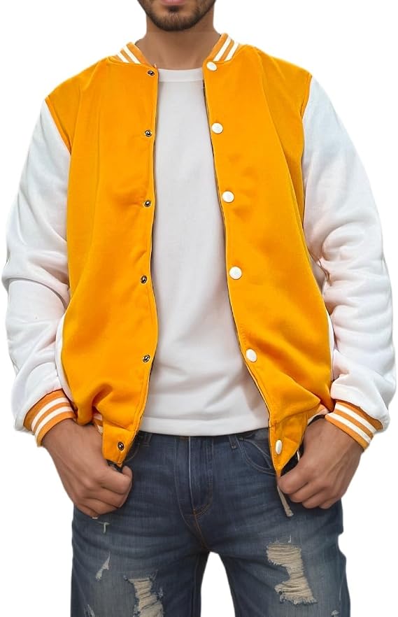 Men's Slim Fit Varsity Jacket Baseball Letterman Bomber Jacket Lightweight Outerwear Coats for Men Teens