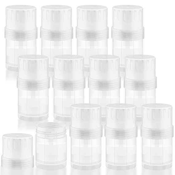 15Pcs 30g/1oz Clear Plastic Deodorant Containers, Round Twist-up Lip Balm Tubes, Refillable Cosmetic Containers for Homemade Solid Perfume, Lotion Bar, Chapstick, Crayon