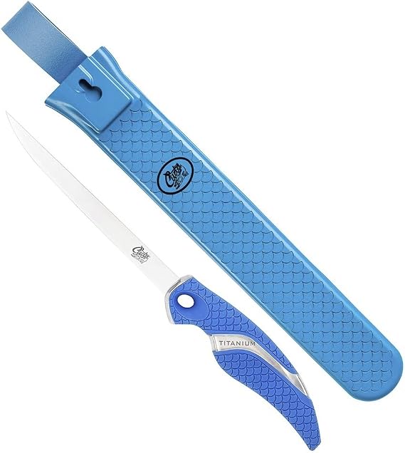 Cuda 6" Fillet Flex #18870 Titanium Bonded Corrosion Resistant Stainless Steel Blade Fish Knife with Flex Edge & Non-Slip Grip | Sheath Included | for Freshwater & Saltwater Use