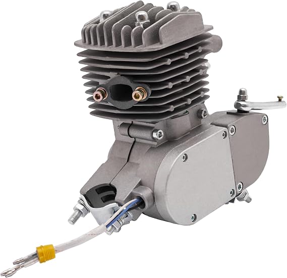 80cc Bicycle Engine, 2-Stroke Motorized Bicycle Bike Motor for Most 26-28" Wheeled Bikes (Mountain Bikes, Cruisers, Motorcycles) with V-Frames - Silver