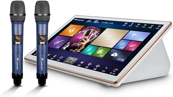 InAndOn KTV Karaoke System, 18.5 inch Capacitive Touch Screen, 650K Cloud Song Library, YouTube Support, 4T (White)