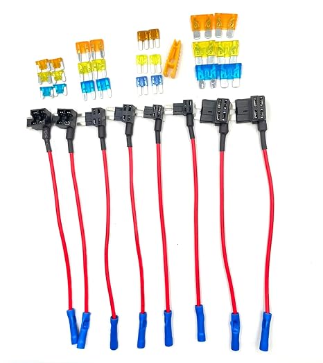 4 Types 12V Add-a-Circuit Fuse Tap Adapter with ATO/ATC Standard & Mini & Low &Micro2 Profile Mini Blade Fuse Holder with fuse kit for Cars Trucks Boats(8 pack)