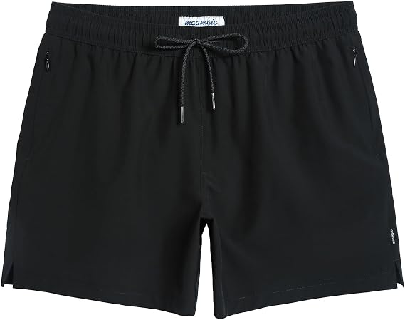 maamgic Mens Swim Trunks 5" Quick Dry Beach Shorts Stretch Swimming Trunks Shorts with Mesh Lining Zip Pockets