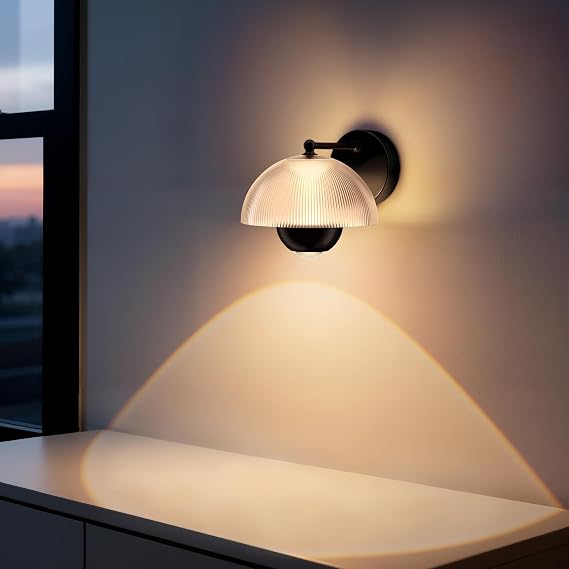 Tubicen Flowerpot Wall Sconce Indoor Bright Downlight Dome Sconce Hardwired | 2-LED Dimmable Focus Wall Light Clear Acrylic Shade Modern Wall Mount Light for Living Room Bedroom Kitchen Hallway 10W 3000K