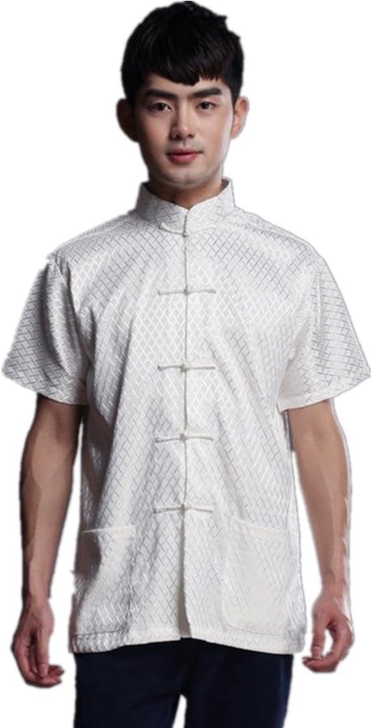 Shanghai Story Men Chinese Short Sleeve Tang Suit Kung Fu Uniform Shirt 2 Color