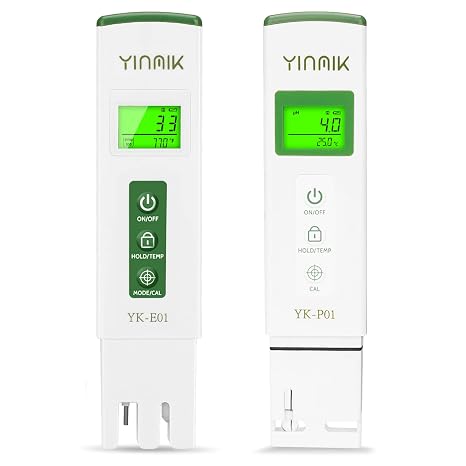 YINMIK pH Meter Water TDS Tester Combo Pool pH Tester EC Test Hydroponics