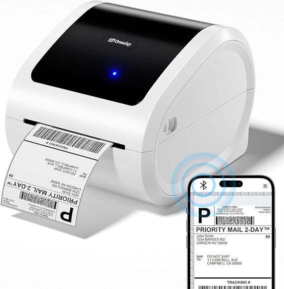 Bluetooth Shipping Label Printer with Built-in Label Compartment