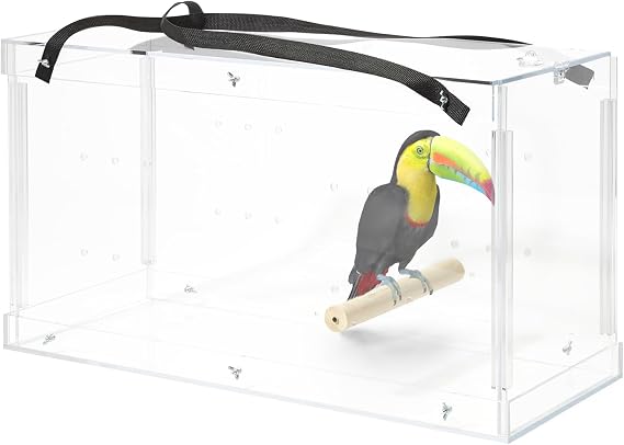 Macaw Acrylic Carrier, Large Bird Carrier, Crystal Clear Acrylic Bird Carrier, Bird Travel Carrier, Acrylic Bird Transporters