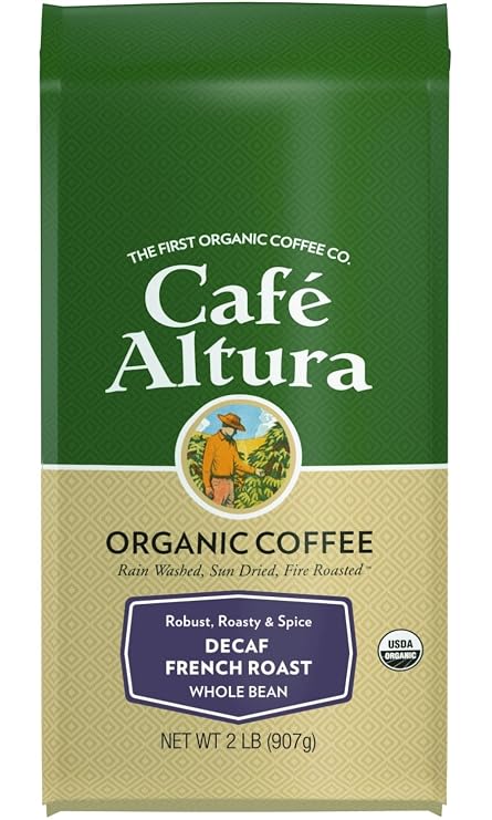 Cafe Altura Whole Bean Organic Coffee, French Roast Decaf, 32 oz Bag