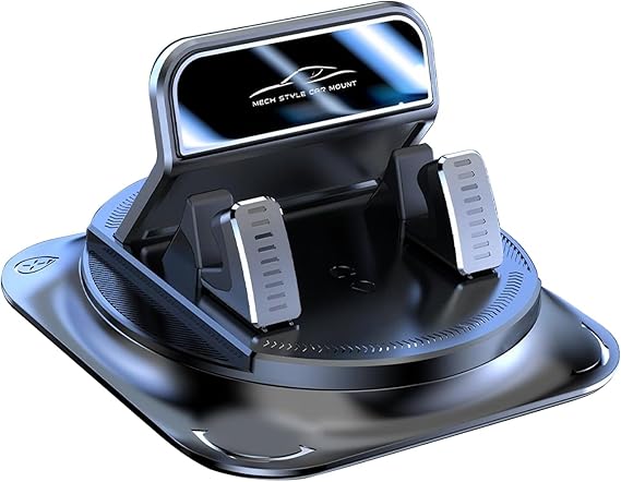 Shakas 360 Degree Rotation Dashboard Phone Holder, Non-Slip One-Hand Operation Navigation Bracket, Self-Adhesive Washable Horizontal and Vertical Placement Holder, for Most Cars (Black)