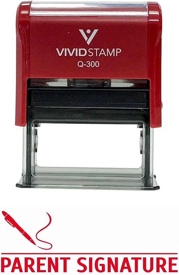 Parent Signature Teacher Self Inking Rubber Stamp (Red Ink) - Large