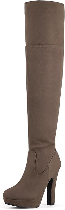 DREAM PAIRS Women's HIGHPLAT Chunky Thigh High Over The Knee High Heel Boots