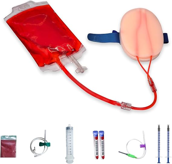 Phlebotomy Practice Kit - Wearable Venipuncture Training Pad | For Nursing Students: Realistic Blood Draw and Venipuncture Simulator with an Adjustable Arm Model