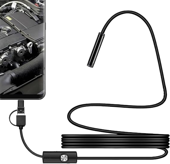 Endoscope Camera with Light, IP67 Waterproof Plumbing Camera, Portable Industrial Endoscope with 11.4 Ft Cable for Phone Automotive Repair