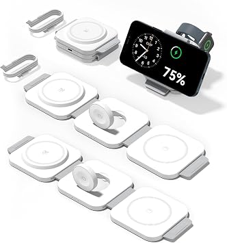 2Pack 3 in 1 Charging Station for Apple Multiple Devices Foldable Magnetic Fast Wireless Charger Dock, Travel Charging Pad for iPhone 17 16 15 14 13 12 Series Apple Watch Series & AirPods 4/3/2/Pro