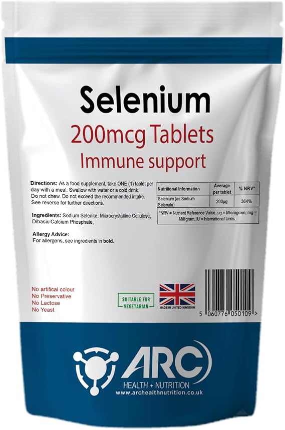 Selenium 200mcg 360 Supplement Tablets for Men & Women Vegetarian & Vegan Trace Mineral - Made in UK