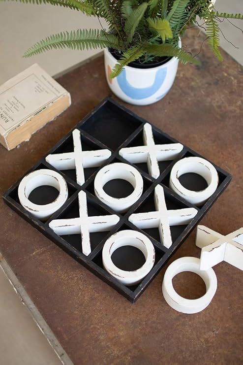 Kalalou CMN1438 Wooden Tic-Tac-Toe Game, See Image