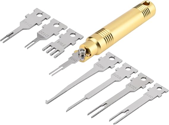 Electrical Pin Extractor Tool-Terminal Removal Tool with 8PCS Replacement Tips, Suitable for Metri Pack, AMP, Molex Connector, Universal Automotive Repair Terminal Release Tool
