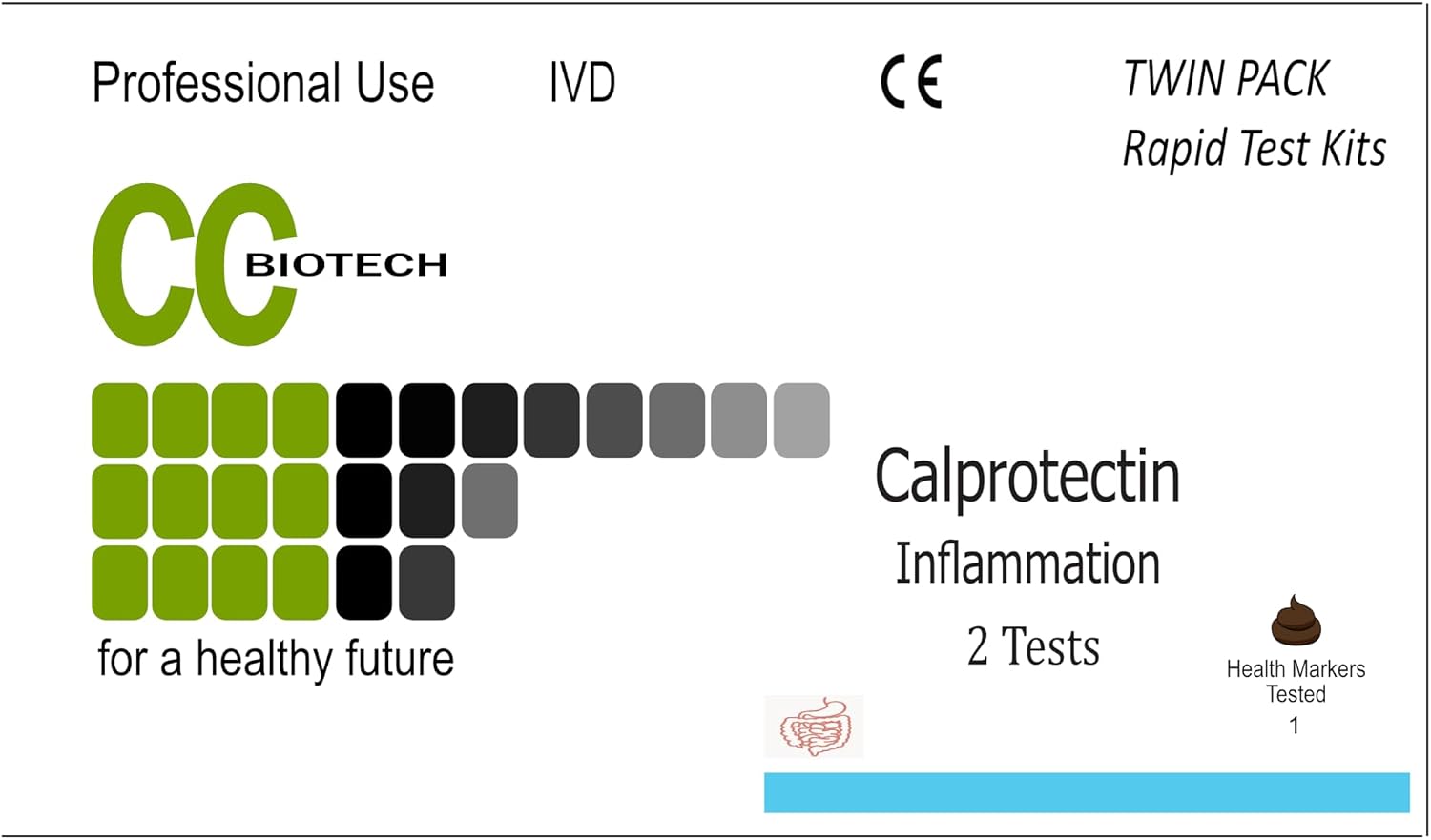Calprotectin Inflammation Test Kit, 2 Tests, Health Marker Analysis. Chrohn's Disease Indicator.