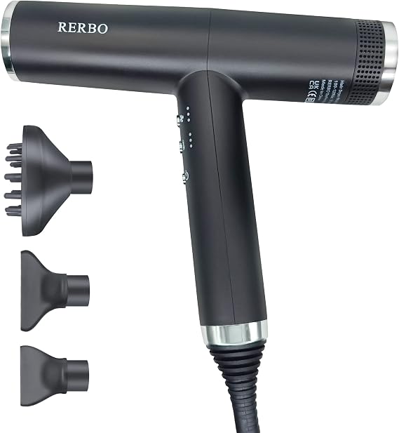Ionic Hair Dryer 110000 RPM Low Noise Diffuser Nozzle Portable