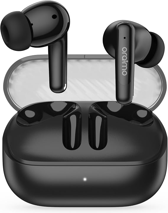 Oraimo SpaceBuds Neo Wireless Earbuds Bluetooth 5.4 in Ear Headphones, Bluetooth Ear Buds Built-in Microphone, Clear Talk, Immersive Game Mode, Comfortable Fit, App Control, 30H Playtime, Black