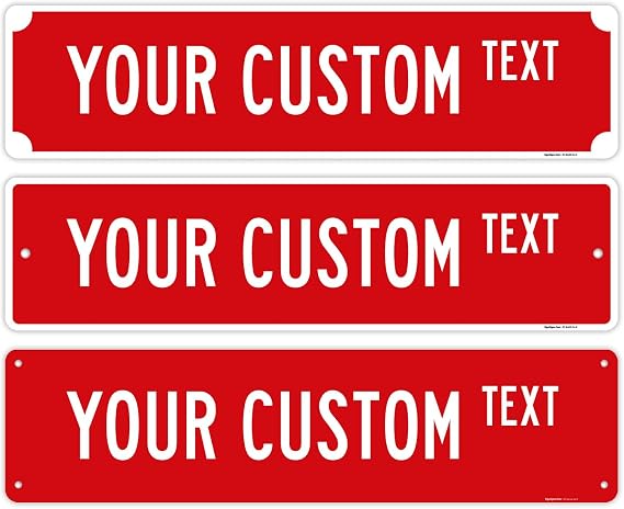 Custom Street Sign, Personalized Street Sign, Customizable Novelty Road Red with Border Sign, 18x4 Inches, ACM, Made in USA by Sigo Signs