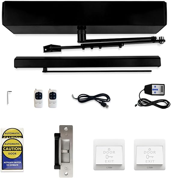 Olideauto Swing Opening Door Electric,Door Closer Automatic Residential Swing Open with 2PCS Exit Buttons and 1PCS 880lbs Stainless Steel Electric Lock