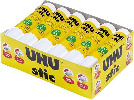 UHU Stic Glue Stick, 12-Pack Bulk Set: 21g Sticks Washable All Purpose School & Craft Adhesive for Kids, Scrapbooking, Office & Home Use Dries Clear, Screw Cap, Strong, Solvent Free