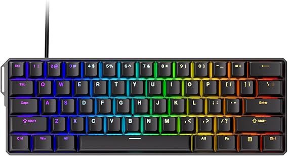 MONSGEEK FUN60 Ultra Rapid Trigger Gaming Keyboard 8k Magnetic Switch TMR Aluminum Wired Keyboard 60% Black Shine-Through MagMech, Glare Magnetic Switch