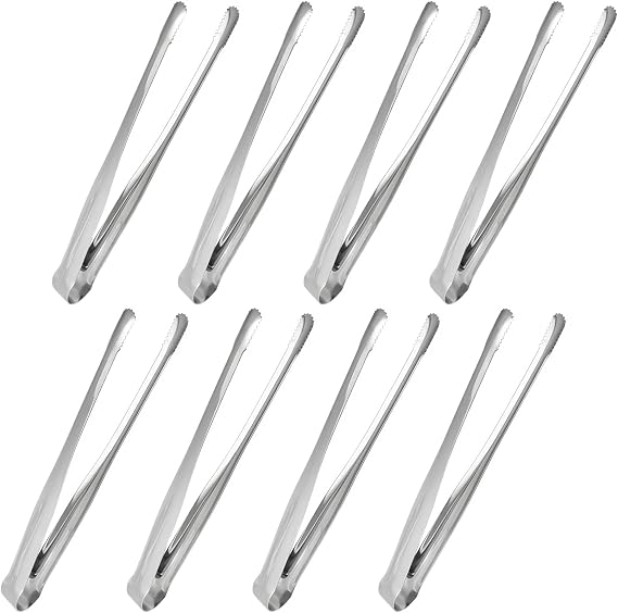 8 Pack Kitchen Tongs, Stainless Steel Serving Tongs with Non-Slip Tips for Cooking,Easily Control Kitchen Tweezer, Multi-Purpose Korean Tong for Baking, Food Plating, BBQ (7 Inch)