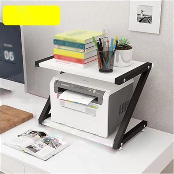 Printer Table 2-Tier Printer Stand, Unique Z-Type Printer Storage for Home and Office, Mufti-Functional MDF Printer Holder for Small Space Storage Shelve