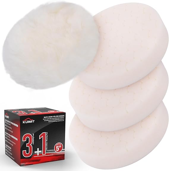 White Polish Pad, 3Pcs 5.5 Inch Face for 5 Inch Buffing Polishing Pads and Woolen Pads 125mm Backing Plate Compound Buffing Sponge for Car Buffer Polisher Compounding, Polishing and Waxing