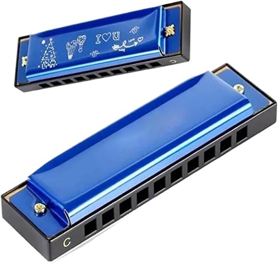 Blues Harmonica Diatonic Harmonica Key of C 10 Holes 20 Tones Mouth Organ blues harp harmonica(Blue)