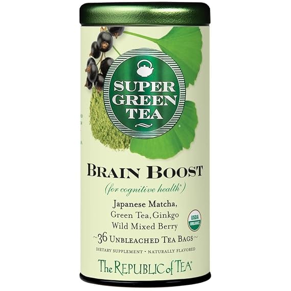 The Republic of Tea SuperGreen Organic Brain Boost Green Tea, 36 Count
