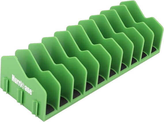 HURRICANE Plier Organizer Rack, 10-Slot Pliers Rack with Non-Slip Rubber Base, Tool Organizer, Tool Drawer Toolbox Storage, Green, Extendable Design, Fit 3 H, 1 Pack