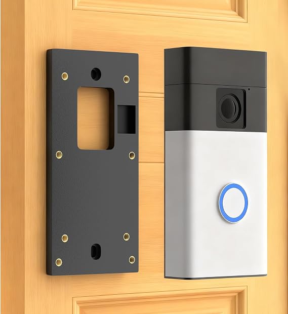 No-Drill Doorbell Mount for Ring Battery Doorbell (2nd-2024 Release)/Plus/Pro, Ring Video Doorbell(2nd-2020 Release)/1/2/3/3 Plus/4, Doorbell Mount Plate with 2* Adhesive Tapes for Apartments