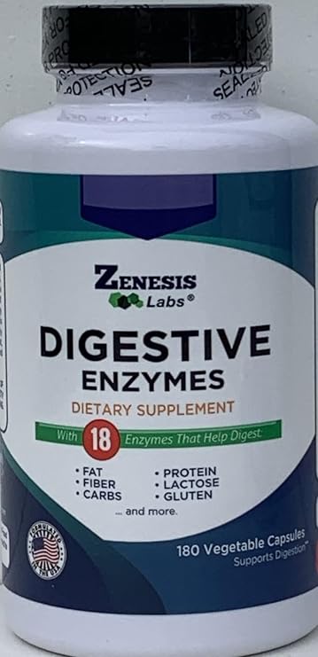 Digestive Enzymes - with Amylase, Bromelain, Protease, Lipase, 14 Other Enzymes - 180