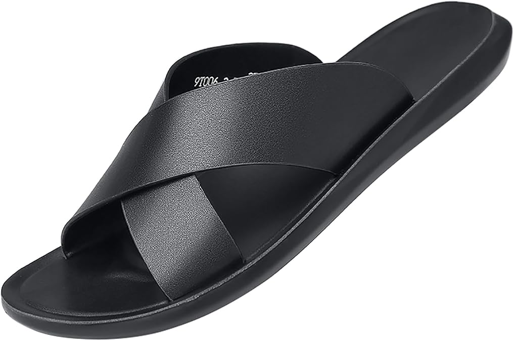 Men Cross Slide Sandals Slip on Comfortable Lightweight Summer Slipper Shoes For Indoor and Outdoor Quick-Dry