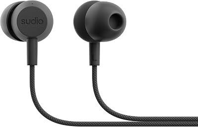 Sudio V3 Essential Wired Earbuds | in Ear Headphones with Cable and USB-C Connector | Tangle-Resistant Braided Cable | Built-in Microphone | IPX4 Water Resistant | No Charging Needed | Black