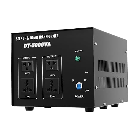 5000W/10000W Step Up & Down Voltage Transformer Power Converter AC 110v to 220v, Voltage Converter Transformer with 2 Universal Outlets,Circuit Breaker Protection for Home Industrial Black