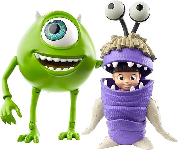 Mattel Pixar Mike and Boo Monsters, Inc. Character Action Dolls Highly Posable with Authentic Designs for Storytelling, Collecting, Movie Toys for Kids Gift Ages 3 and Up