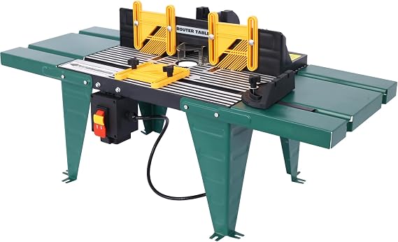 Universal Electric Benchtop Router Table with Adjustable Fence Heavy Duty Steel Stands & Precision Routing for Woodworking Precise Routing Table Craftsman Tool (Green)