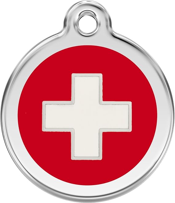Red Dingo Personalized Swiss Cross Pet ID Dog Tag (Small)