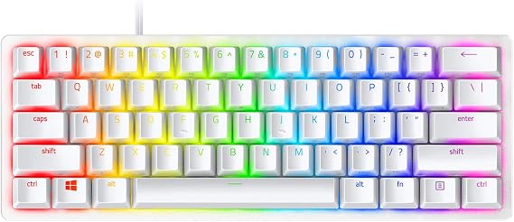 Razer Huntsman Mini 60% Gaming Keyboard: Clicky Optical Switches - Aluminum Top Frame - Chroma RGB Lighting - PBT Keycaps - Onboard Memory - Snap Tap - White