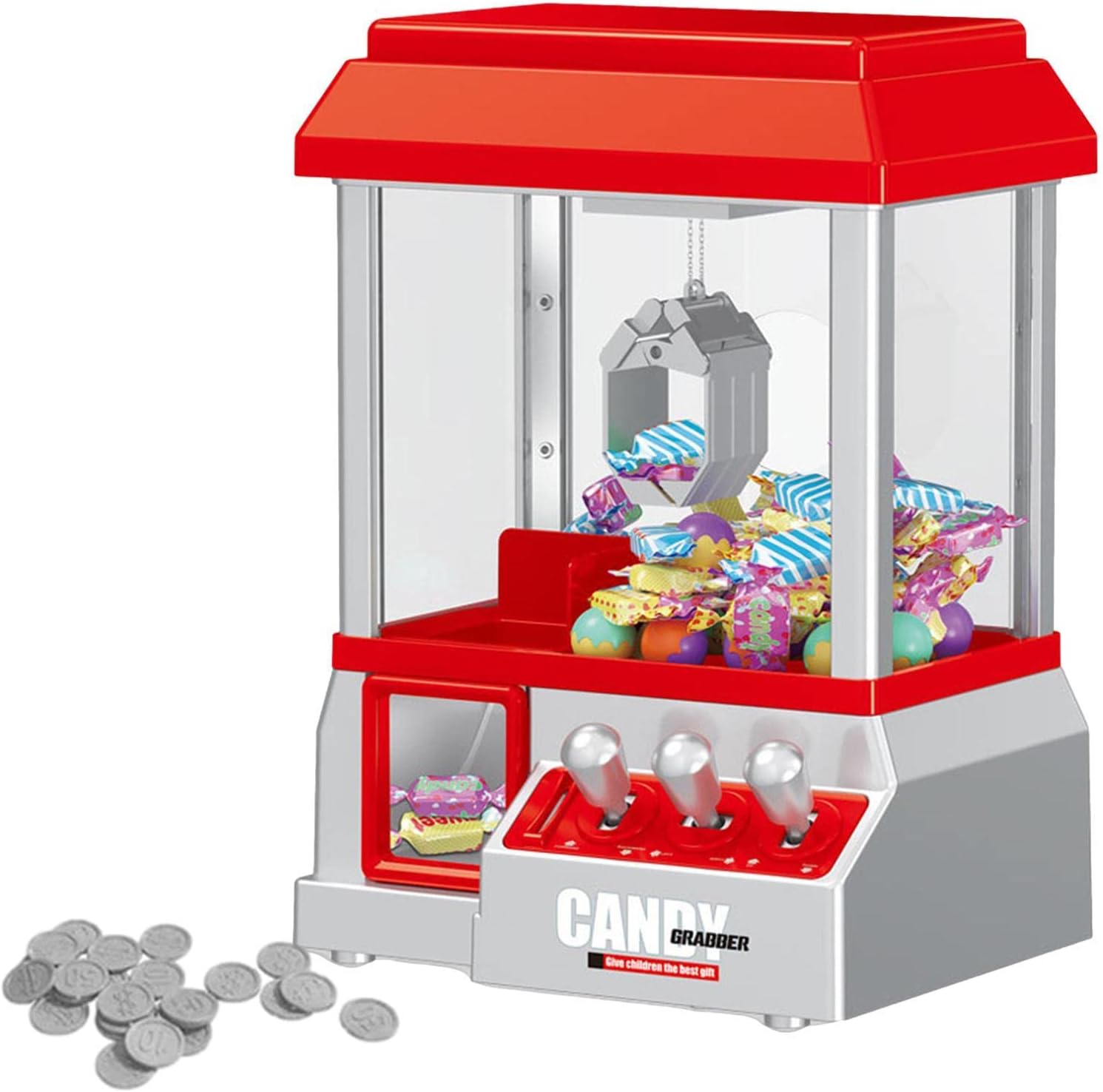Claw Machine for Kids - Miniature Candy Grabber Crane Game for Kids Classic Crane Machine Home Crane Game Crane Game Machine Toy - Electronic Mini Candy and Toy Grabber Dispenser with Sound and 24