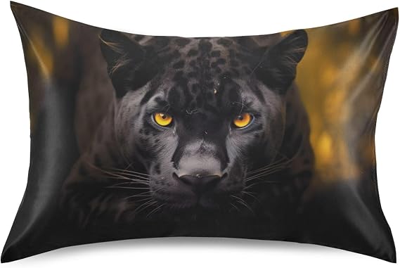 Black Panther Satin Silk Pillowcase for Hair and Skin,Soft Breathable Pillow Case with Envelope Closur,30x20In