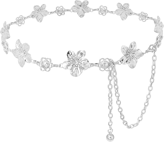 Flower Metal Belt Women's Waist Chain Belly Chain for Dresses